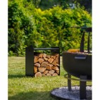 Porte-bûches Fuego - profilés en acier robustes - rangement du bois et siège - stable et solide