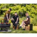 Porte-bûches Fuego - profilés en acier robustes - rangement du bois et siège - stable et solide
