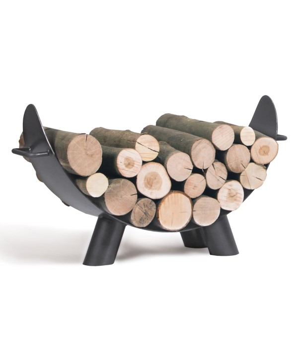 Porte-bûches Mila pour brasero - acier robuste 3mm épaisseur - design original