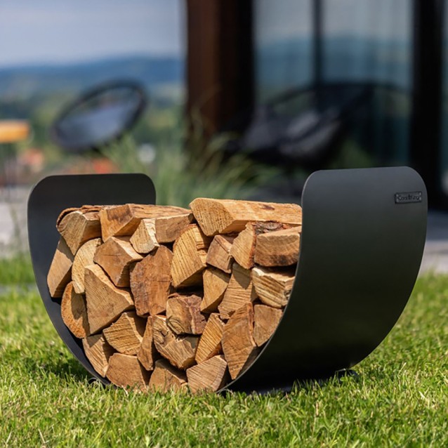 Porte-bûches Turyn en acier pour brasero et barbecue - moderne et pratique