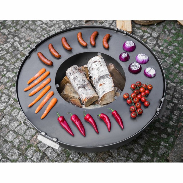 Plaque pour braséro de 78cm de diamètre avec 4 poignées et grille de cuisson 37cm