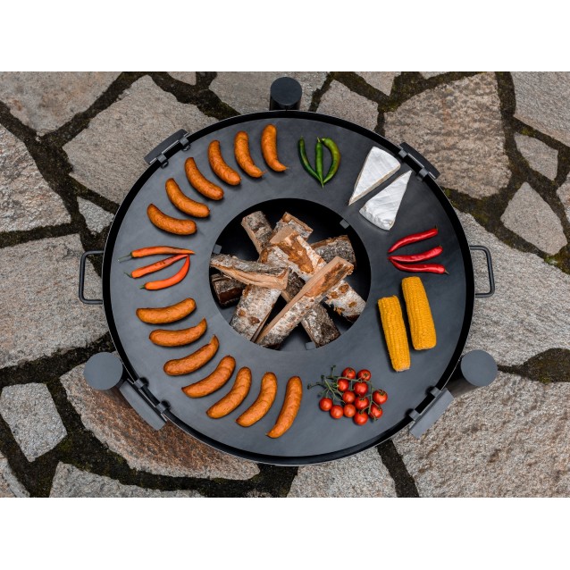Plaque pour braséro de 78cm de diamètre avec 4 poignées et grille de cuisson 37cm