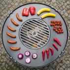 Plaque pour braséro de 98cm de diamètre avec 4 poignées et grille de cuisson 47cm