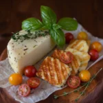 Recette de halloumi grillé à la plancha avec tomates cerises et basilic