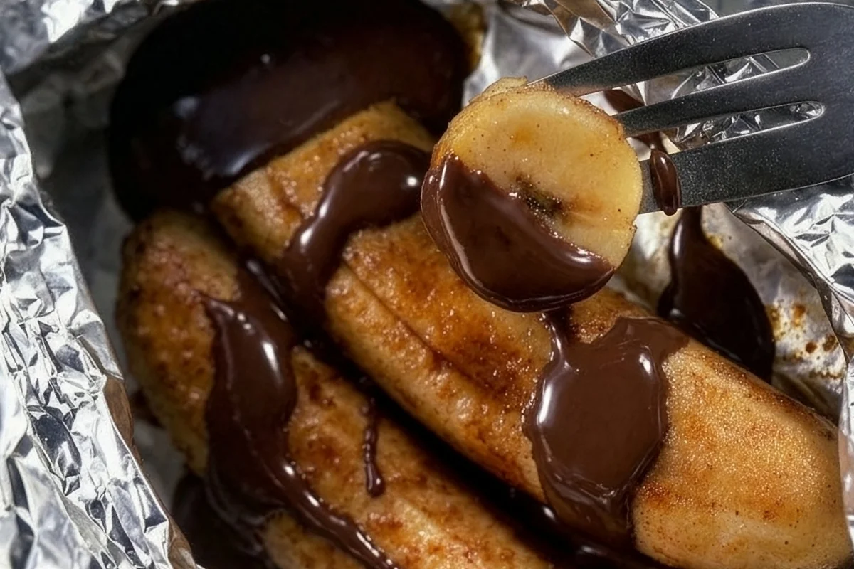 Recette de bananes en papillotes au chocolat noir et noisettes cuites au barbecue