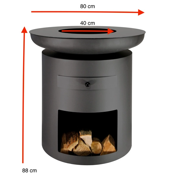 Dimensions de ce brasero, un produit de la marque allemande Buschbeck