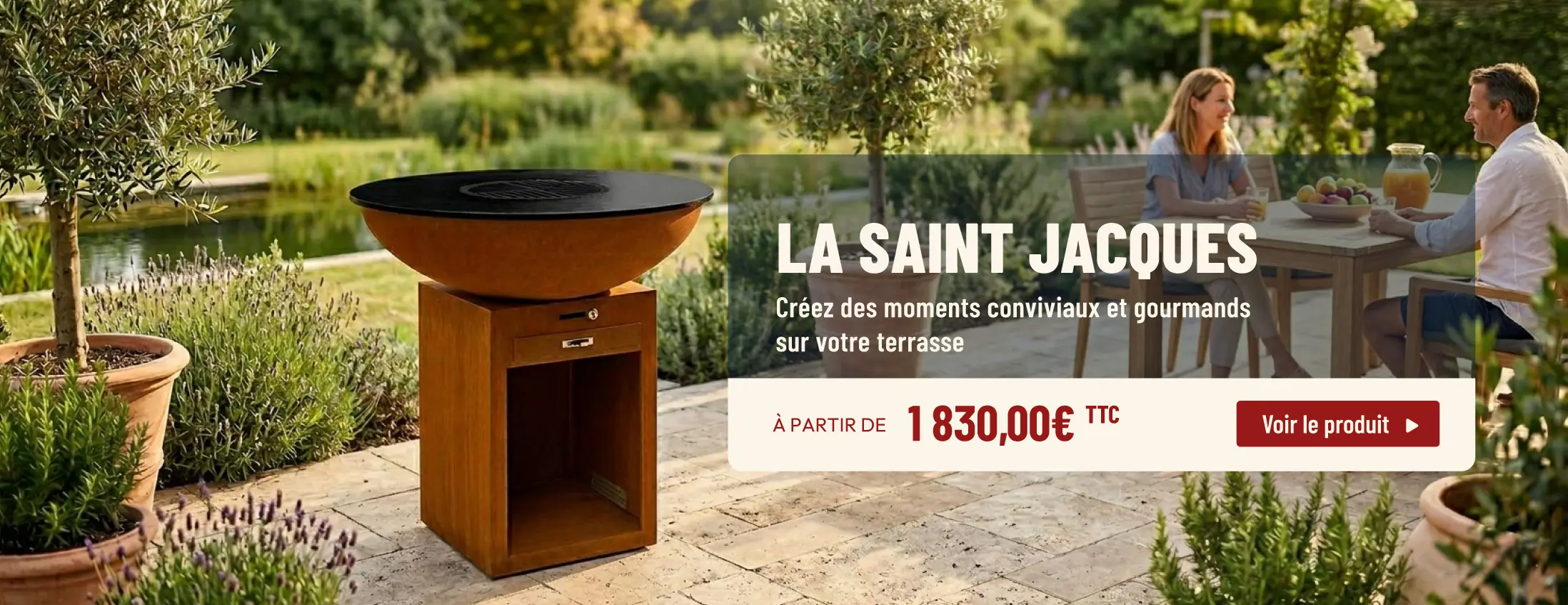 brasero plancha sur une terrasse en &eacute;t&eacute;