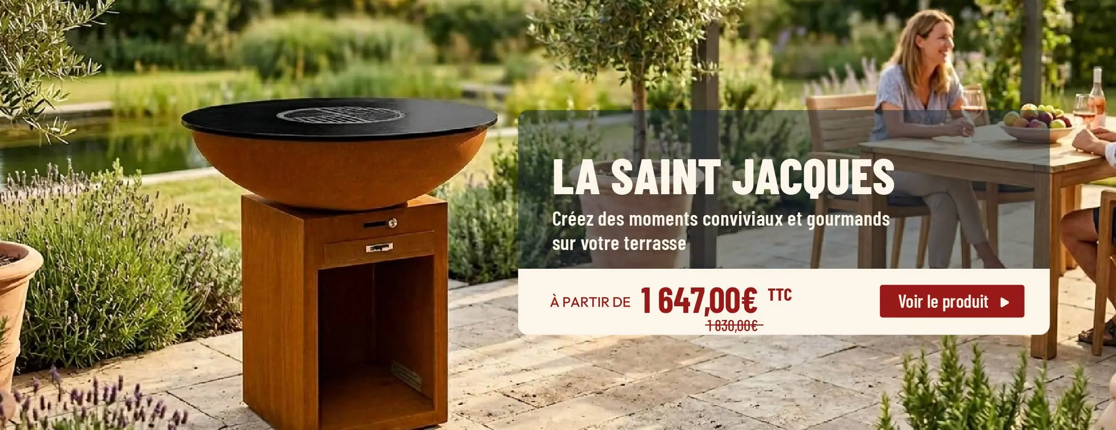 brasero plancha sur une terrasse en &eacute;t&eacute;
