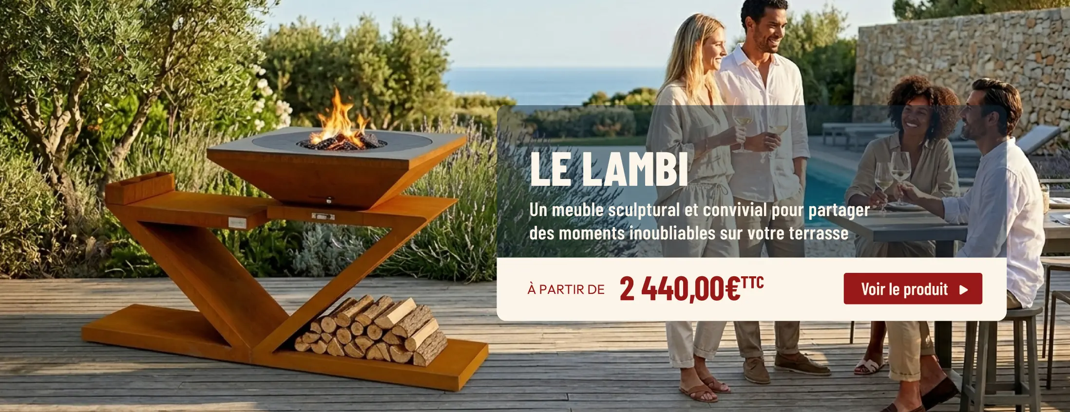 brasero plancha avec meuble design  le lambi 