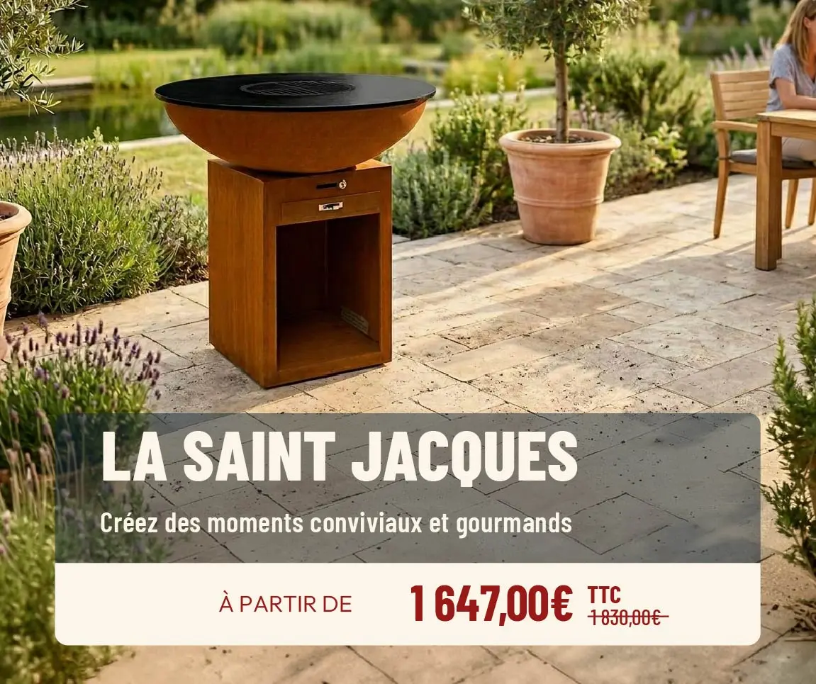brasero plancha sur une terrasse en &eacute;t&eacute;