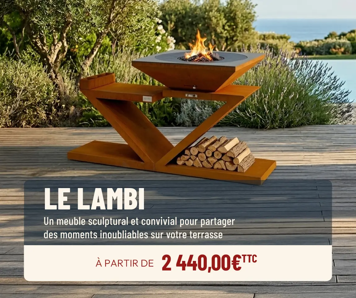 brasero plancha avec meuble design  le lambi 
